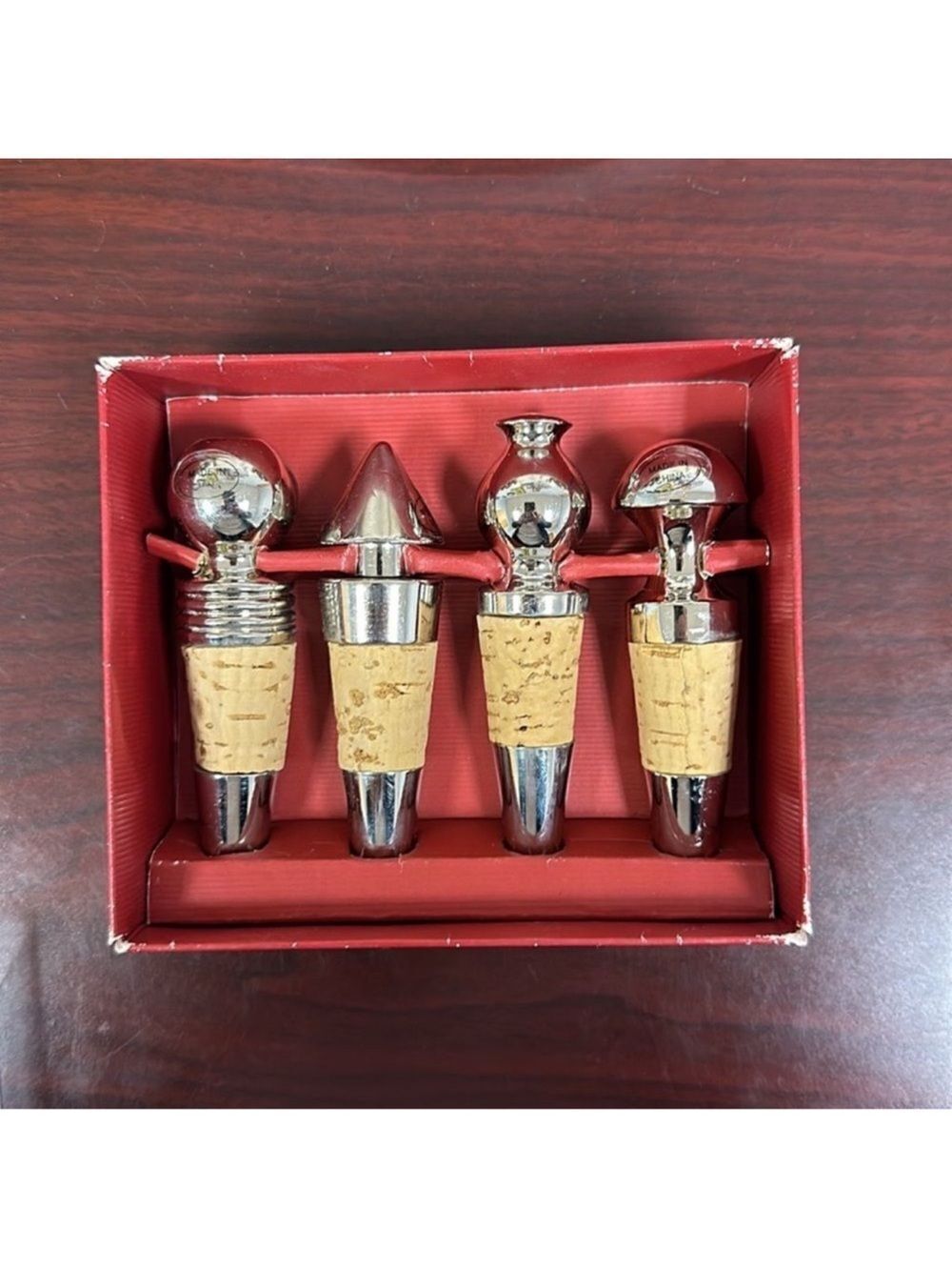 Dayton Hudson Set of 4 Silver Plated Cork Wine Bottle Stoppers